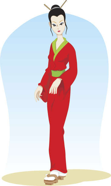 矢量插图日本文化妇女在和服。理想的目录和时尚和美容材料图片下载