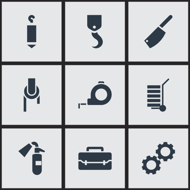 9个可编辑工具图标的集合。图片下载