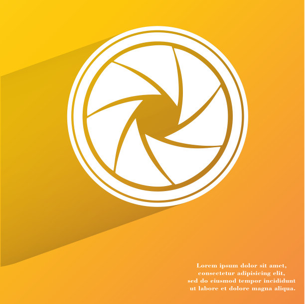 照片相机隔膜。扁平的现代网页按钮与长阴影图片下载