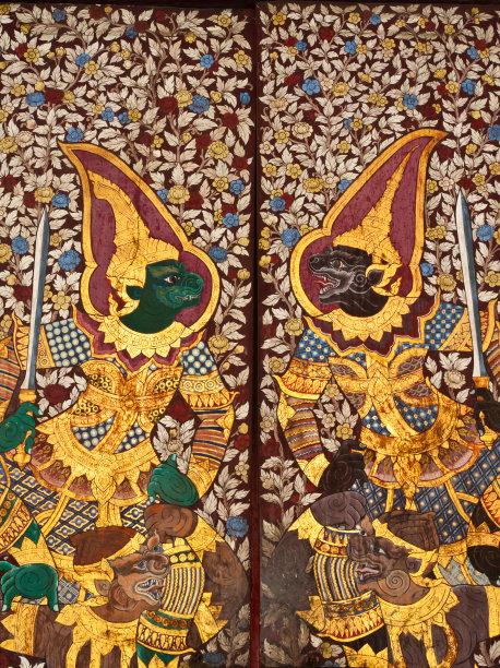 泰国曼谷苏达寺的传统泰国艺术绘画图片下载