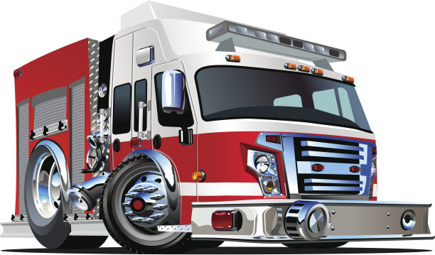 矢量卡通消防车图片下载