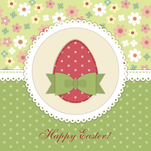 可爱的复古复活节卡片与补丁织物贴花在破旧别致的风格图片下载