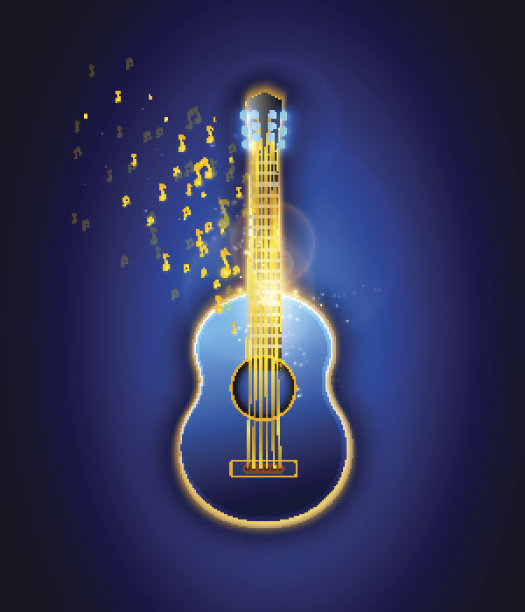 古典吉他，抽象插图。向量图形。图片下载