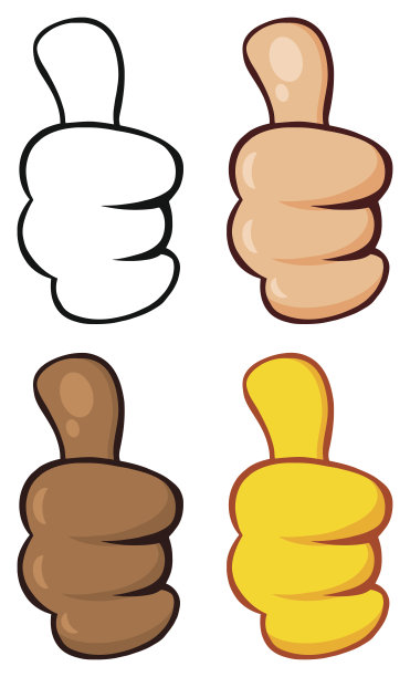 卡通的竖起大拇指的手势。收藏集图片下载