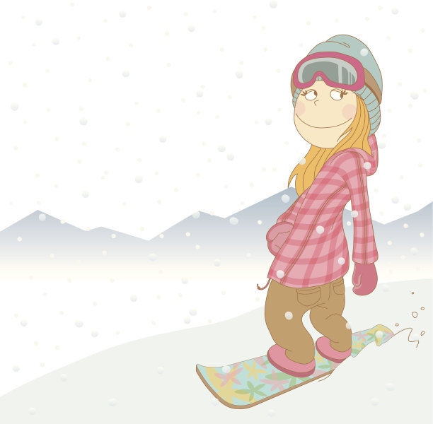 在雪地里玩耍的男孩图片下载