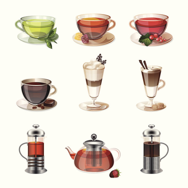 一套图标的咖啡，茶和糖果图片下载