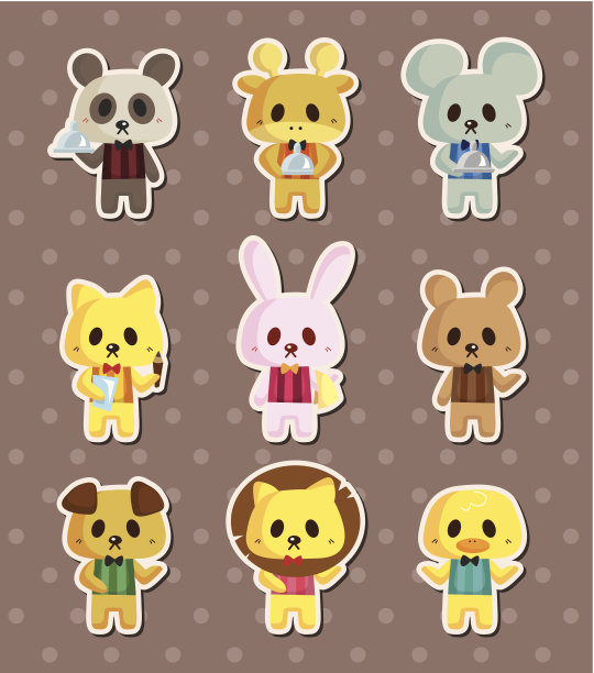 动物服务员贴纸图片下载