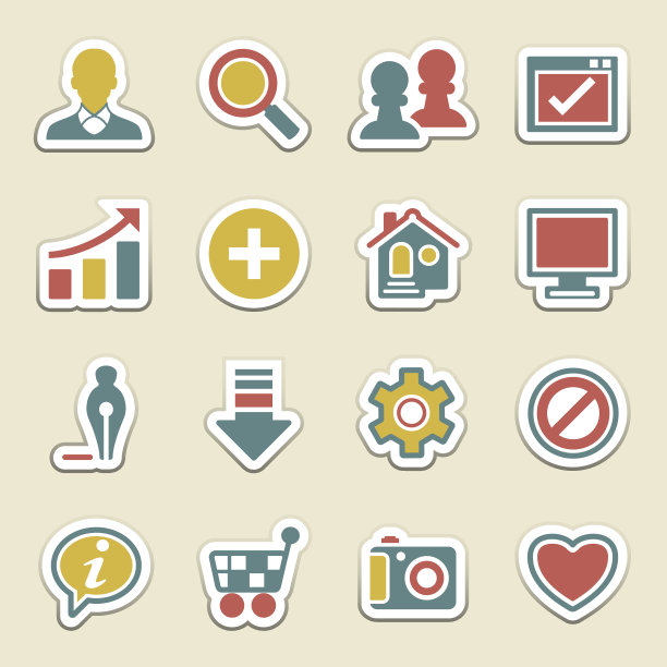 网页的彩色图标。图片下载