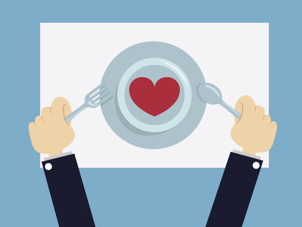 盘子上的红心。矢量图。图片下载