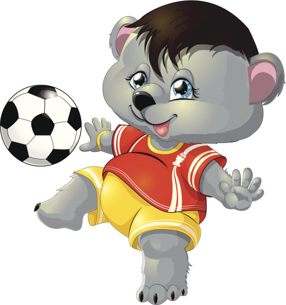 一只小熊拿着一个足球图片下载