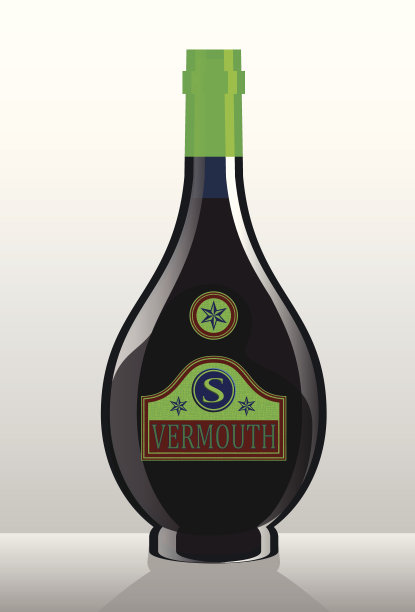 酒瓶矢量图:酒精饮料苦艾酒图片下载