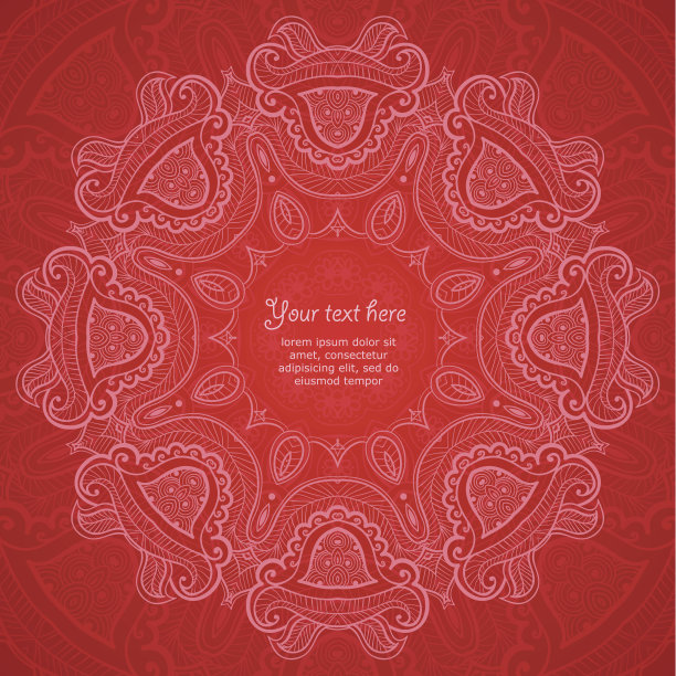 装饰的圆形蓝色花边图案_2图片下载