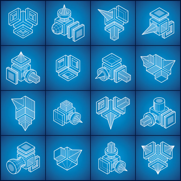 抽象结构向量集，空间设计集合。图片下载