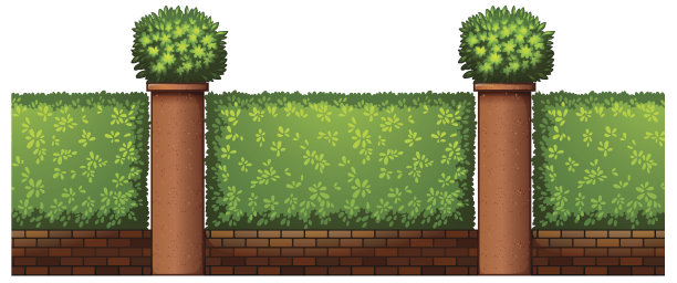 路边种着灌木和盆栽图片下载