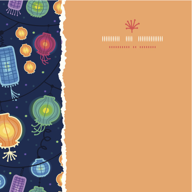 发光的灯笼广场撕无缝图案背景图片下载