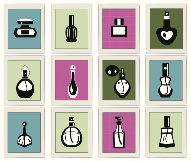 设置图标香水的瓶子和容器оа香水液体图片下载
