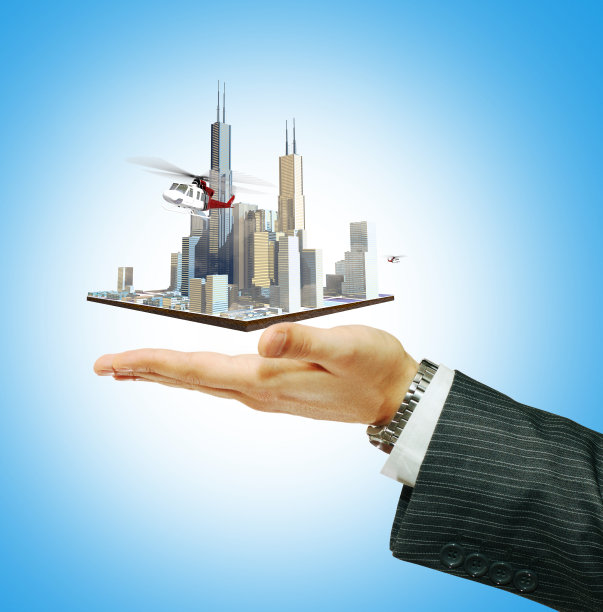 商业城市中心在商人手中图片下载