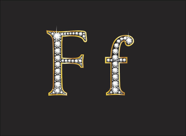 Ff钻石宝石字体与黄金通道图片下载