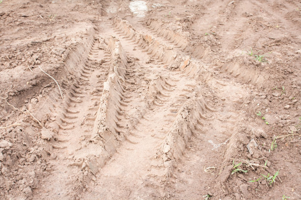 土壤上的车轮轨迹图片下载
