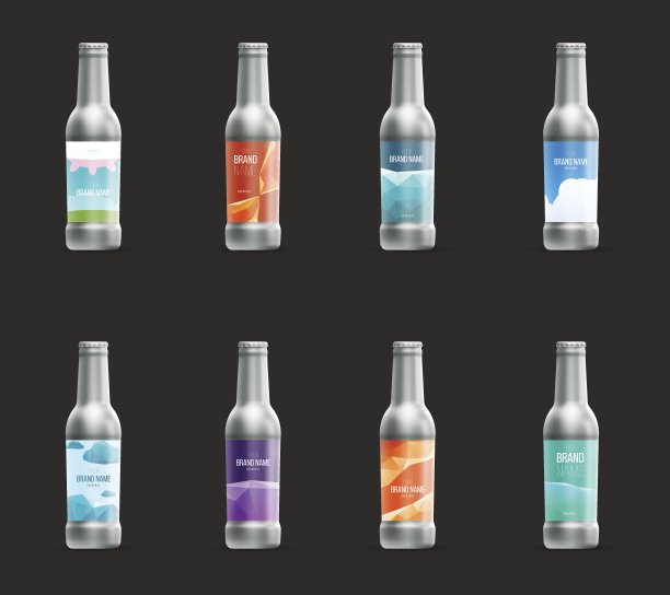 一套模板空白标签的瓶子。图片下载