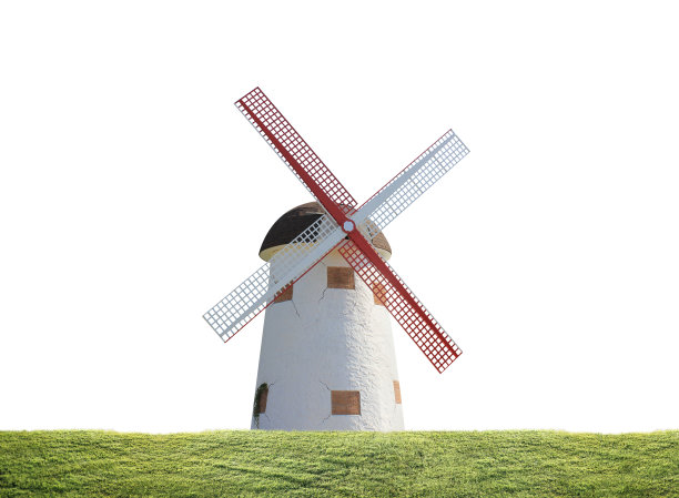 风车在水稻种植图片下载