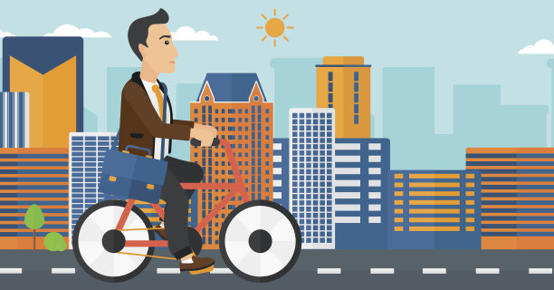 骑自行车上班的人图片下载