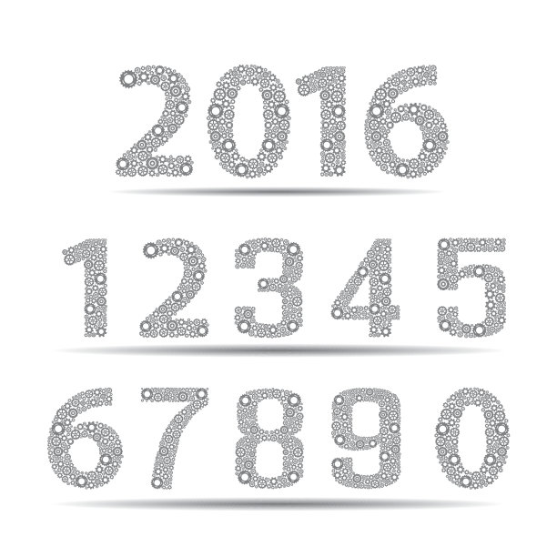 数字齿轮设计集。向量。图片下载