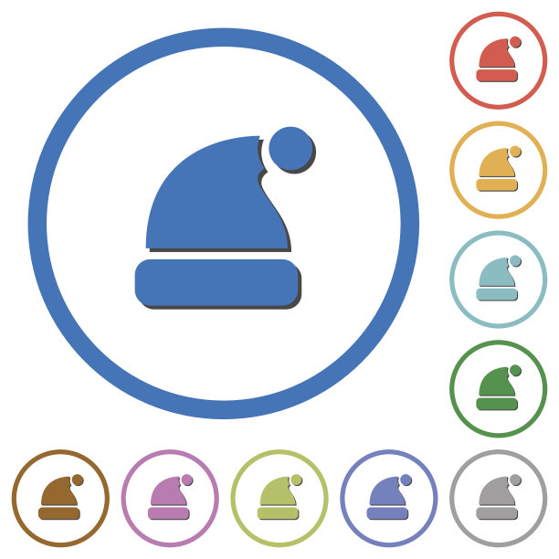 带有阴影和轮廓的圣诞老人帽子图标图片下载