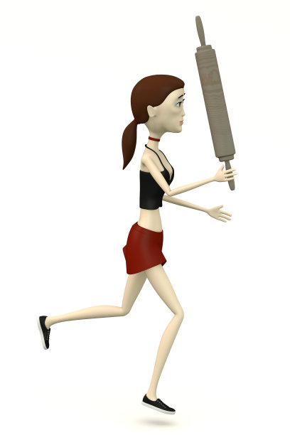 卡通人物与擀面杖图片下载