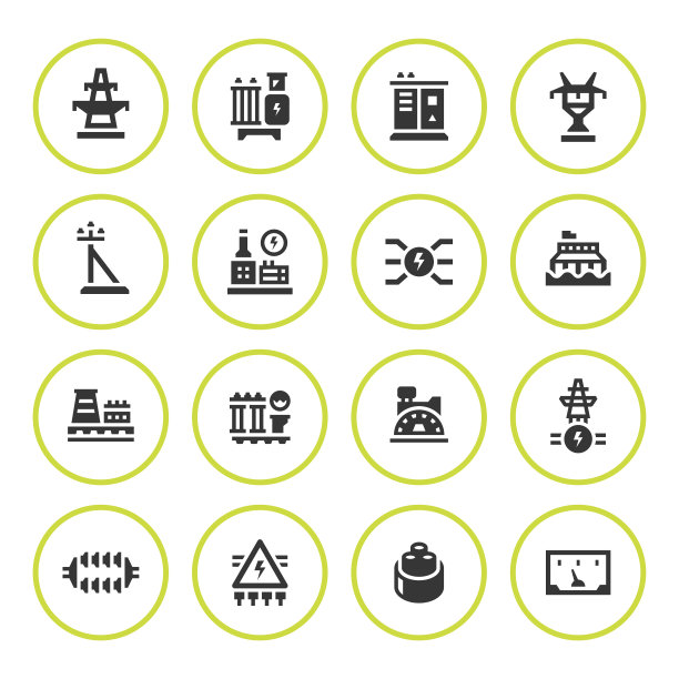 设置电力工业圆形图标图片下载