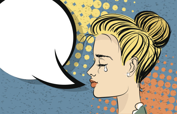 美丽的金发女孩流行艺术哭泣图片下载