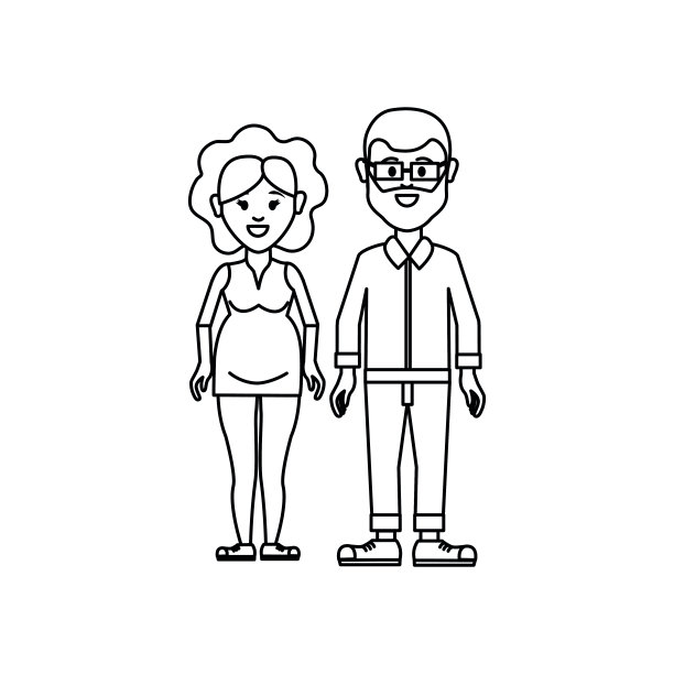 一对夫妻，戴眼镜的男人和怀孕的女人图片下载