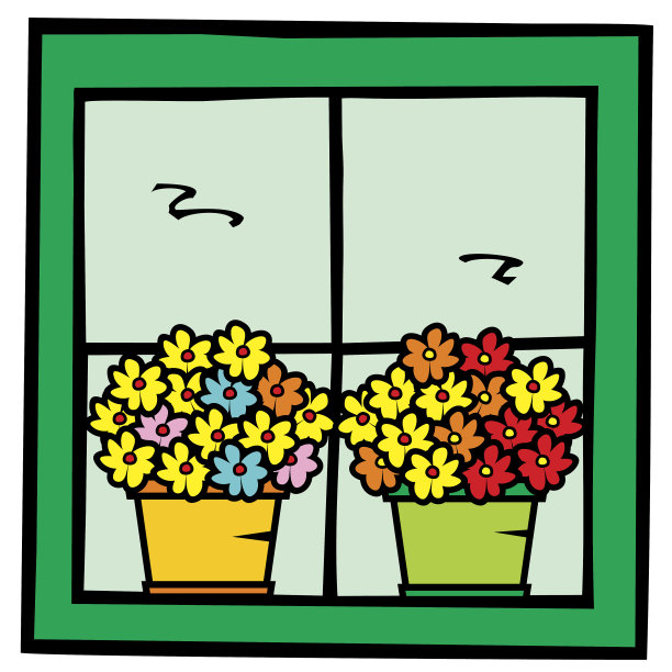 橱窗里有两个花盆图片下载