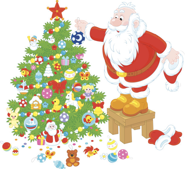 圣诞老人装饰圣诞树图片下载