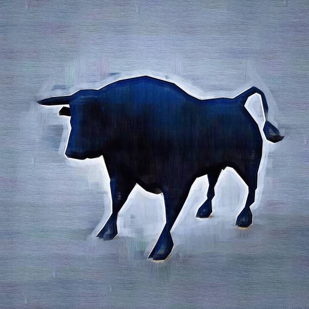 抽象的公牛。绘画风格。数字彩色插图。图片下载