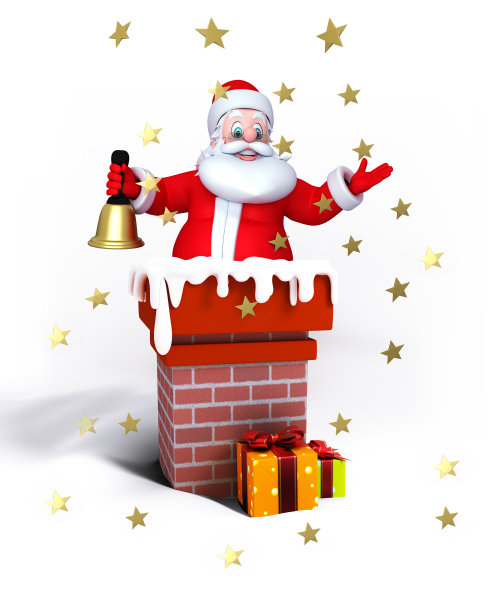 有烟囱的圣诞老人图片下载