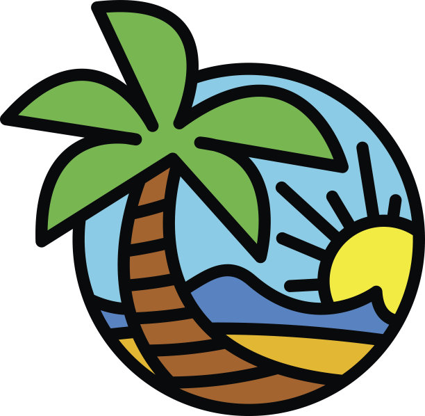 夏日海滩海浪海洋棕榈树热带度假图片下载