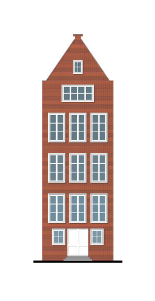 传统的联排别墅红砖立面图片下载