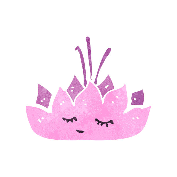 复古卡通荷花图片下载