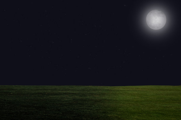 草地上空的月夜图片下载