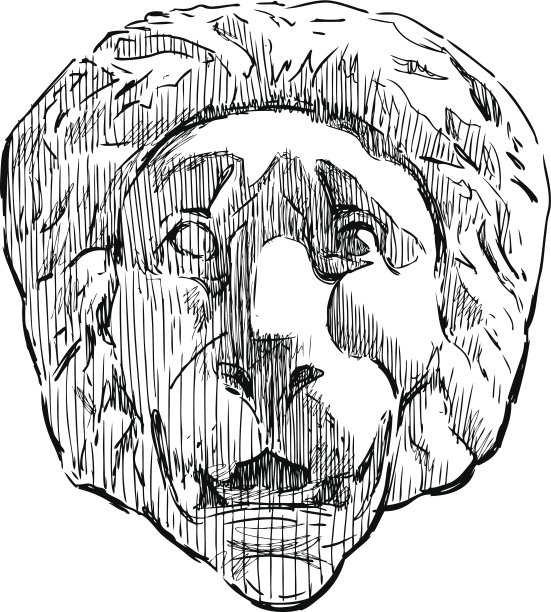 一个狮子头的浮雕图片下载