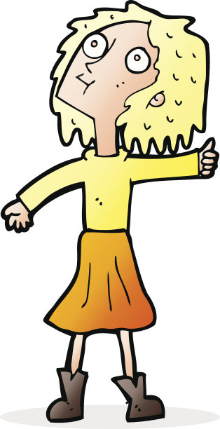 卡通女子仰望天空图片下载