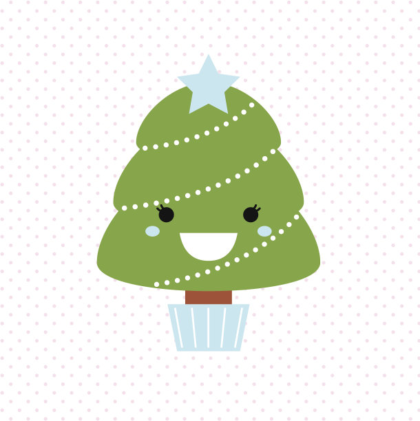 可爱的圣诞树孤立在点缀的背景图片下载