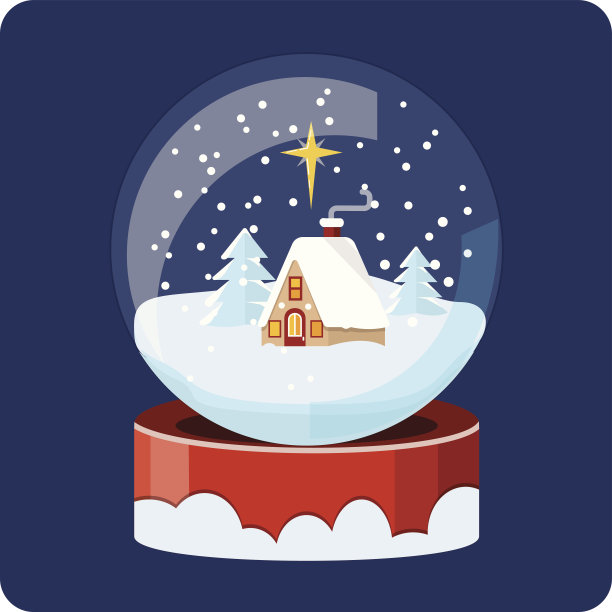 冬天的场景在一个雪花球图片下载