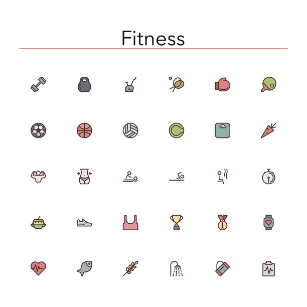 健身彩色线条图标图片下载