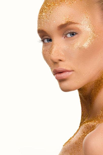 美丽的肖像可爱的年轻女子与闪光图片下载