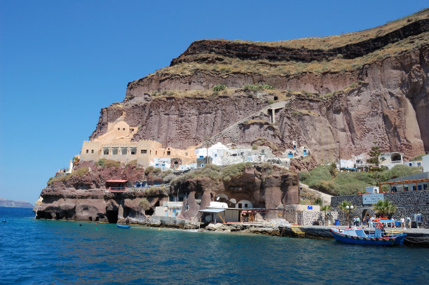 粉红角，希腊圣托里尼岛图片下载