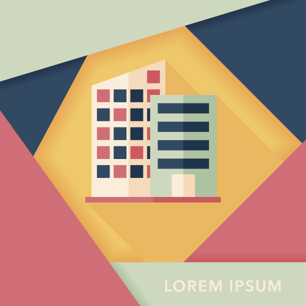 建筑平面图标与长阴影，eps10图片下载