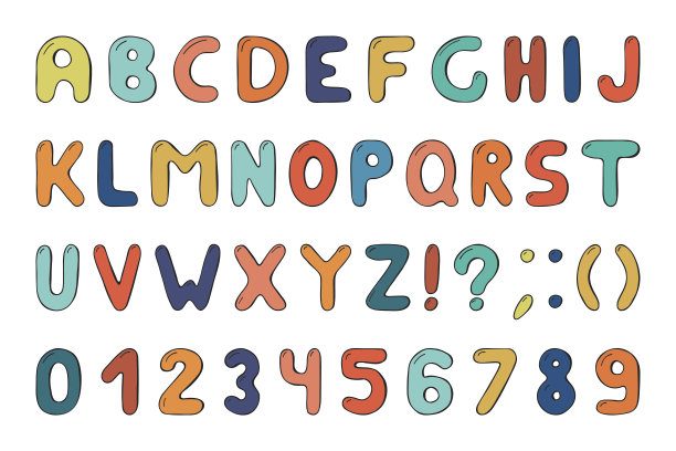彩色字母涂鸦风格。图片下载