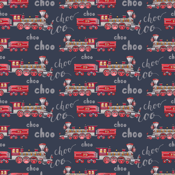 水彩复古火车插图。蒸汽朋克风格。图片下载